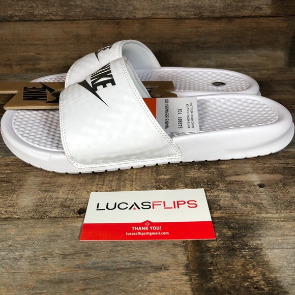 NEW Nike Womens Benassi JDI Slides White - Picture 5 of 5
